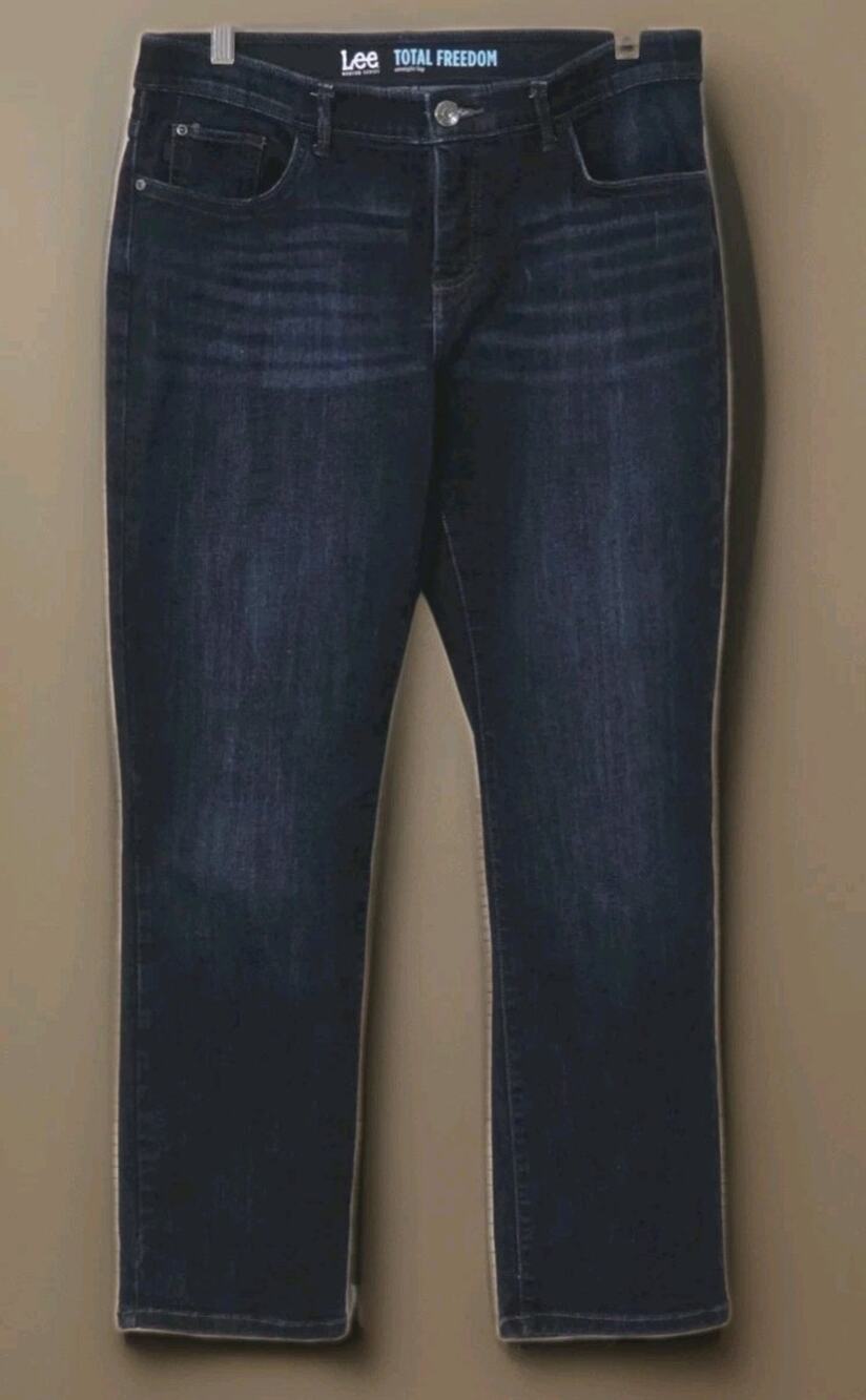Lee Modern Series Total Freedom Dark Wash Straight Leg Stretch 10 Petite Women's